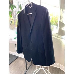 Mens 42L Van Heusen Suit Jacket Blazer Black 2 button Double Vent 6252 EUC